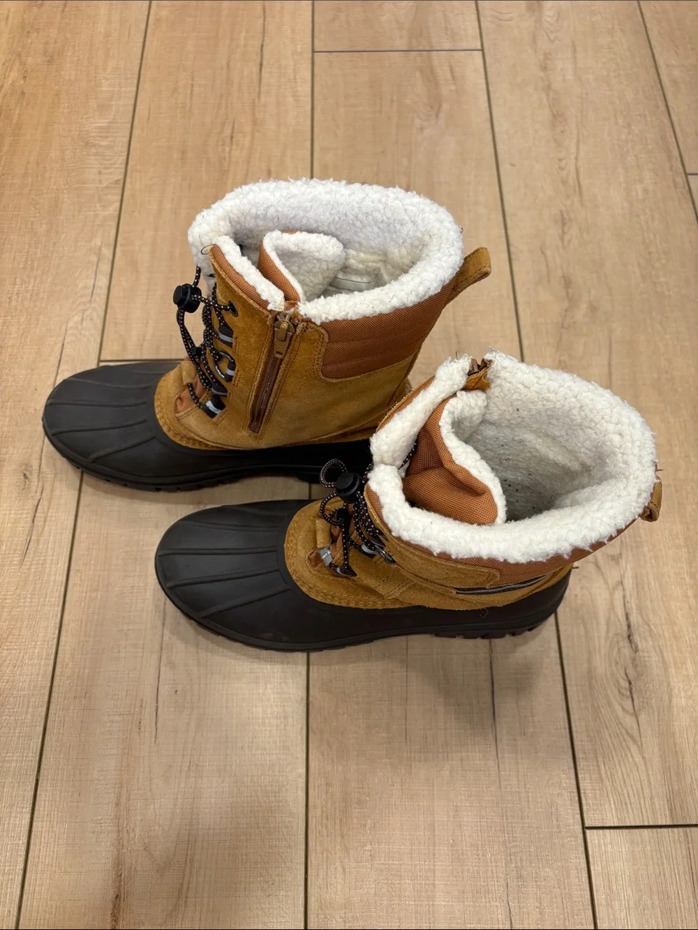 Lands' End Kids Tan and Brown Waterproof Winter Boots